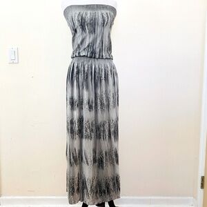 M.Rena Tube Top Maxi Dress Black Gray Tie Dye OSFA Casual Beach Festival Concert